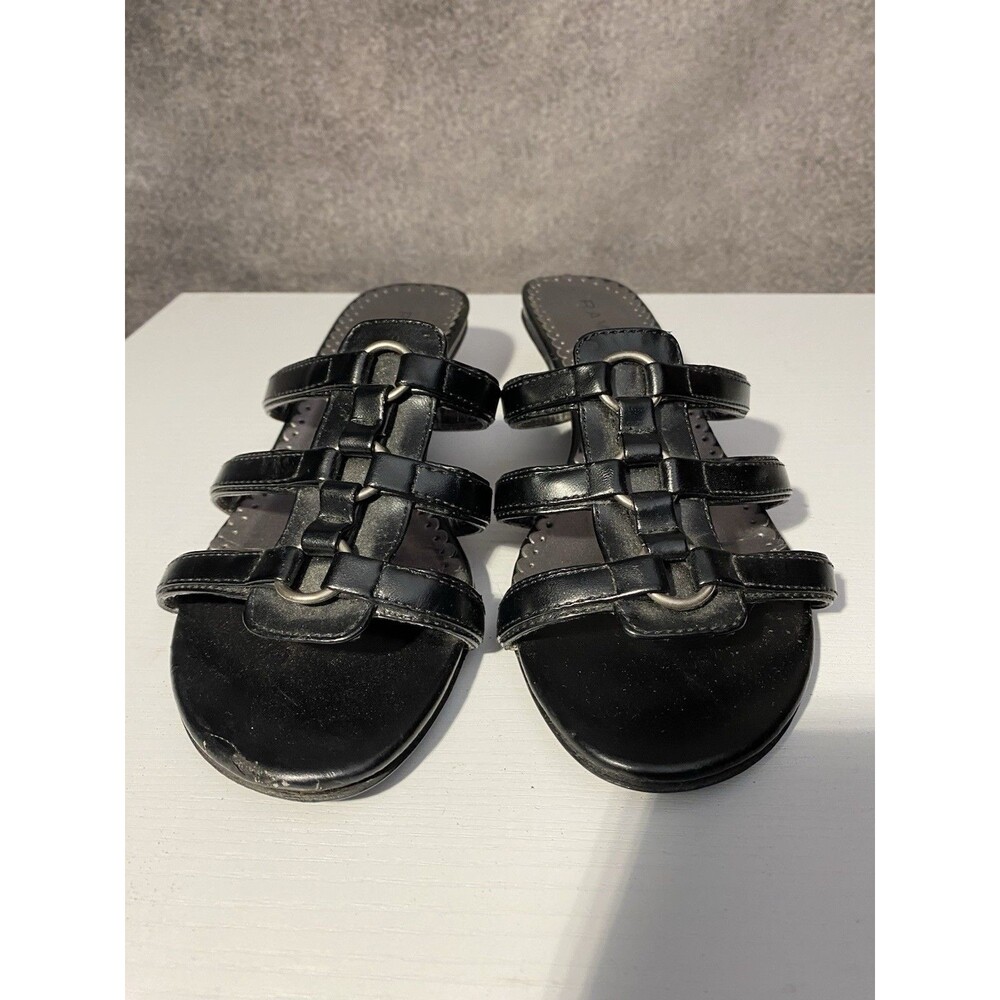 Rampage Shira Women's Black Strappy Low Block Heel Sandals Size 7.5 M